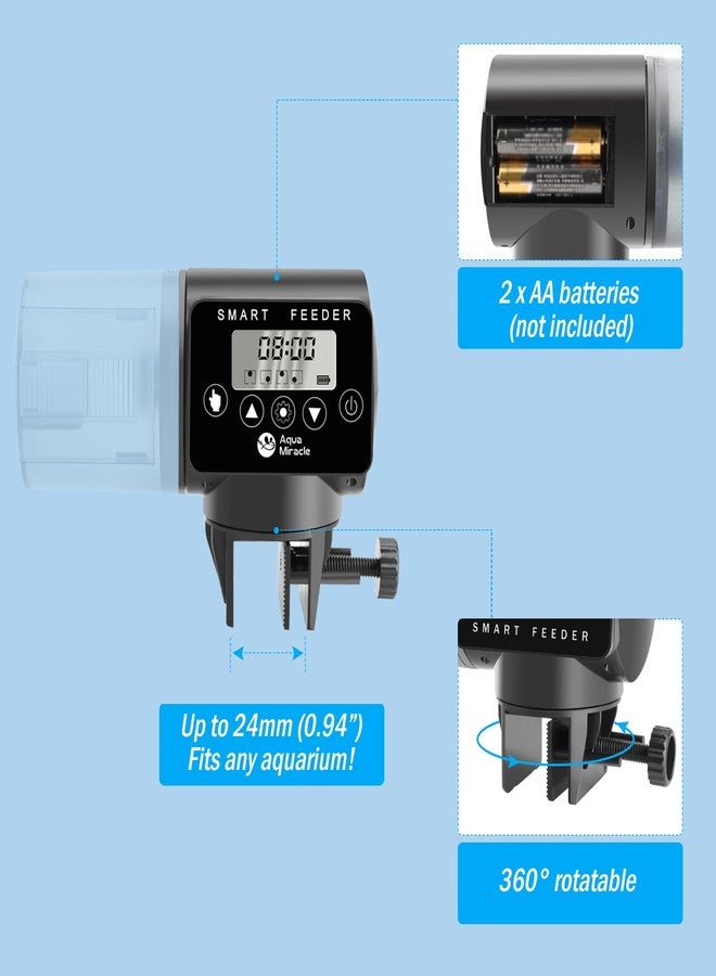 AquaMiracle Programmable Automatic Fish Feeder for Aquarium, Auto Fish Food Dispenser with Timer, Volume Adjustable Vacation Aquarium Feeder with Digital Display, for Granules Pallets Strips - Image 5
